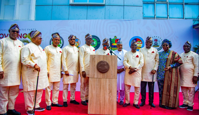 PDP governors after the meeting in Ibadan on Monday, April 14, 2025